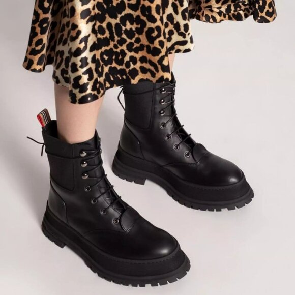 Womens Burberry Springton Black Laced Creeper Sole Combat Boots 39 US/9 - Picture 1 of 16
